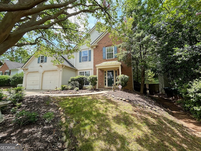 5190 Bankside Way, Peachtree Corners, GA 30092 - traditional-style home with brick siding and an attached garage