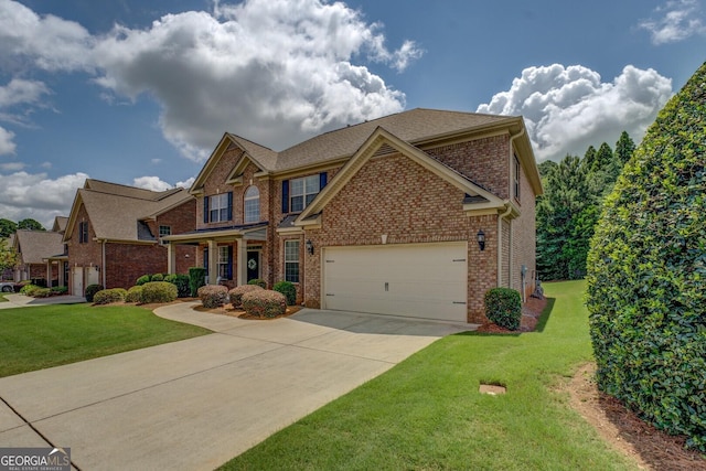 312 Relative Trl, Mcdonough, GA 30253 - view of front of home with brick siding, concrete driveway, and a front yard