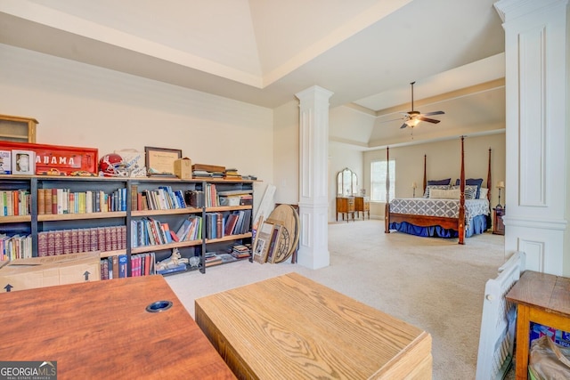 312 Relative Trl, Mcdonough, GA 30253 - bedroom with decorative columns, carpet, and a raised ceiling