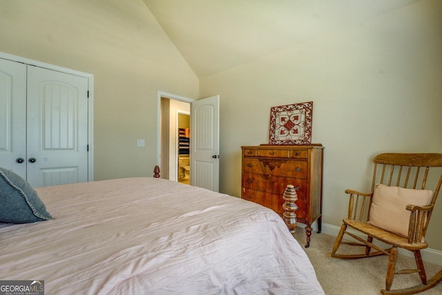 312 Relative Trl, Mcdonough, GA 30253 - carpeted bedroom with a closet and high vaulted ceiling