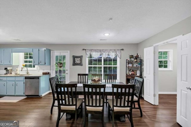 1050 Birdseye Vw, Locust Grove, GA 30248 - dining room featuring dark wood finished floors, a textured ceiling, and recessed lighting