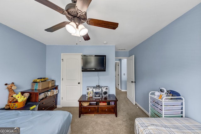 226 Creek View Ln, Acworth, GA 30102 - carpeted bedroom featuring baseboards and a ceiling fan