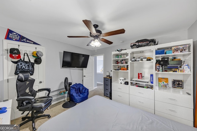 226 Creek View Ln, Acworth, GA 30102 - bedroom with carpet flooring and a ceiling fan