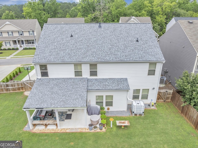 226 Creek View Ln, Acworth, GA 30102 - rear view of property with a patio, a fenced backyard, and a shingled roof