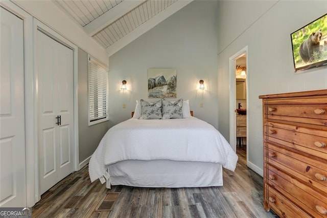 125 Wolfscratch, Big Canoe, GA 30143 - bedroom featuring wood finished floors and wood ceiling