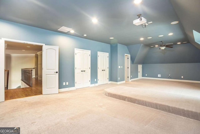 1811 Traditions Way, Jefferson, GA 30549 - additional living space featuring carpet, recessed lighting, lofted ceiling, and ceiling fan