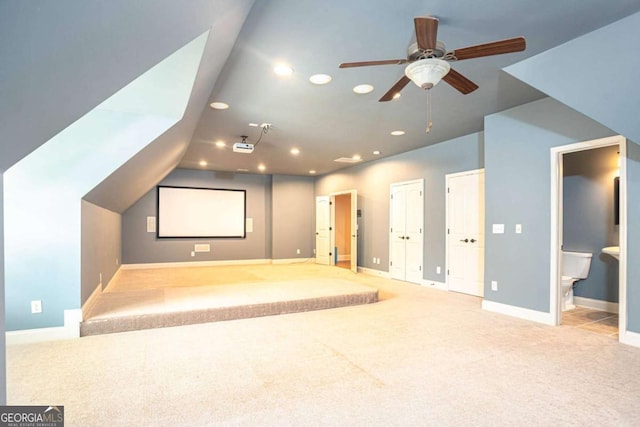 1811 Traditions Way, Jefferson, GA 30549 - cinema room with recessed lighting, carpet floors, and a ceiling fan