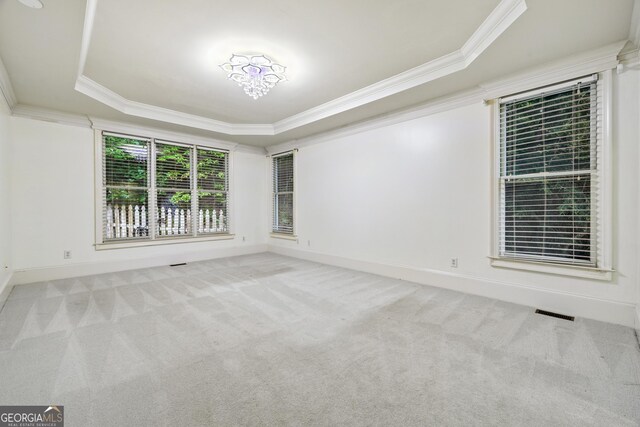 3450 Merganser Ln, Alpharetta, GA 30022 - carpeted spare room featuring crown molding and a tray ceiling