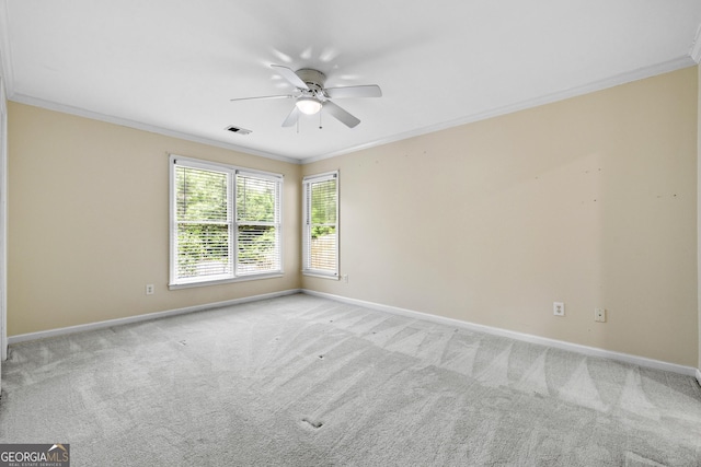 3450 Merganser Ln, Alpharetta, GA 30022 - carpeted spare room featuring ornamental molding and a ceiling fan