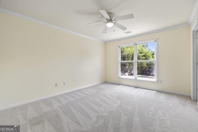 3450 Merganser Ln, Alpharetta, GA 30022 - spare room featuring a ceiling fan, carpet, and ornamental molding