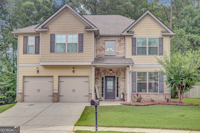 108 Village Pl, Newnan, GA 30265 - view of front of house featuring an attached garage, driveway, and a shingled roof