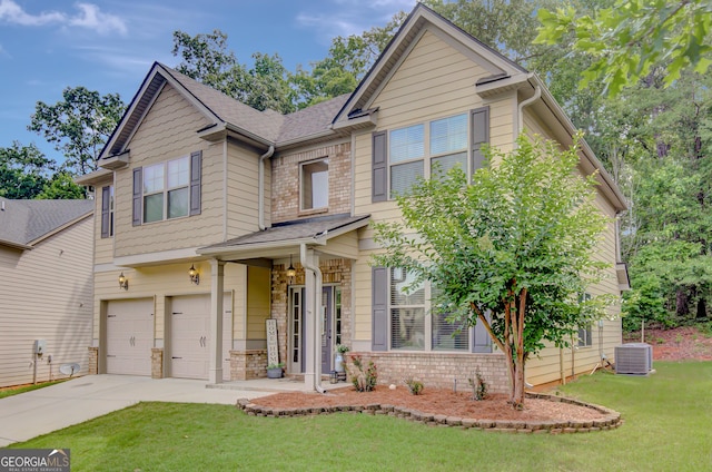 108 Village Pl, Newnan, GA 30265 - craftsman inspired home featuring an attached garage, concrete driveway, and a front yard