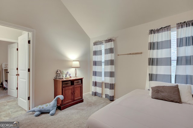 108 Village Pl, Newnan, GA 30265 - bedroom with lofted ceiling and light carpet