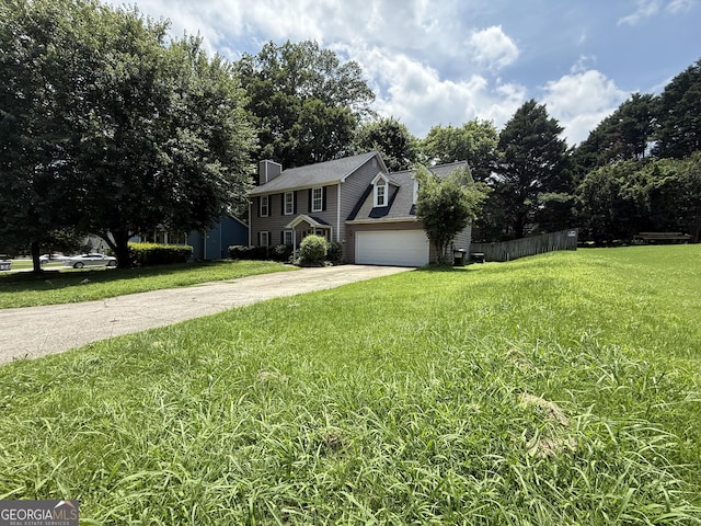 5156 Allison Way, Sugar Hill, GA 30518 - colonial inspired home with driveway, a chimney, and a garage