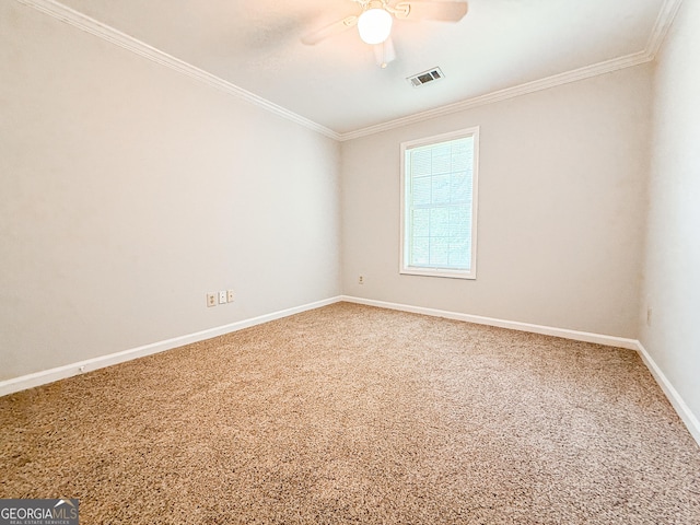 5156 Allison Way, Sugar Hill, GA 30518 - empty room with crown molding, a ceiling fan, and carpet flooring
