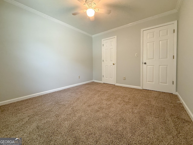 5156 Allison Way, Sugar Hill, GA 30518 - spare room featuring crown molding, ceiling fan, and carpet floors