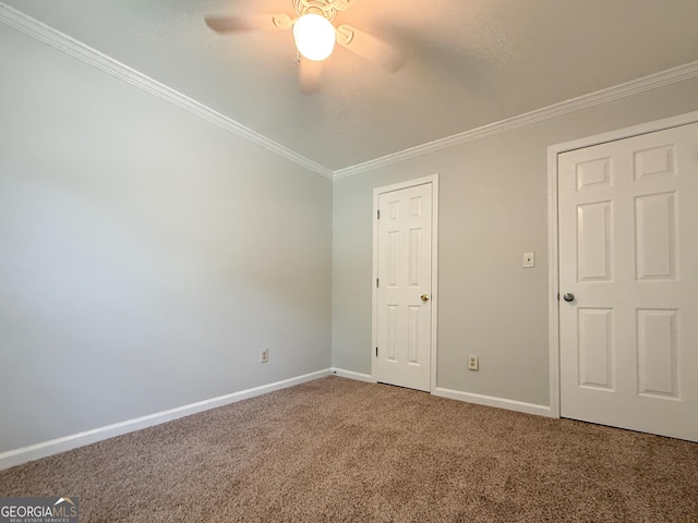 5156 Allison Way, Sugar Hill, GA 30518 - unfurnished bedroom featuring crown molding, carpet, and ceiling fan