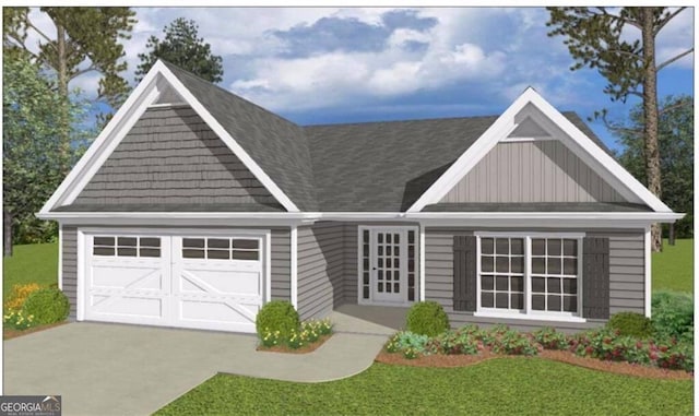 103 New Home Rd, Rockmart, GA 30153 - view of front of house with board and batten siding, driveway, an attached garage, and a front yard
