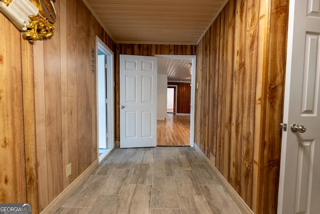 290 Mcree Dr, Camilla, GA 31730 - corridor featuring wood walls, wood finished floors, and wood ceiling