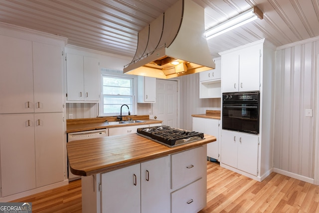 290 Mcree Dr, Camilla, GA 31730 - kitchen with oven, wood counters, stainless steel gas stovetop, white cabinets, and wood ceiling