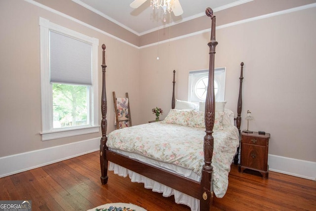 202 E Oak St, Luthersville, GA 30251 - bedroom featuring hardwood / wood-style flooring, crown molding, and a ceiling fan