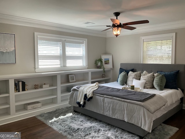 2170 Beecher Cir SW, Atlanta, GA 30311 - bedroom with ornamental molding, wood finished floors, and ceiling fan