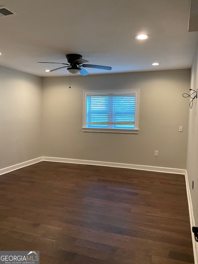 2170 Beecher Cir SW, Atlanta, GA 30311 - spare room featuring a ceiling fan, dark wood-type flooring, and recessed lighting