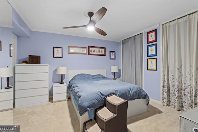 5400 Roswell Rd Apt L 6, Sandy Springs, GA 30342 - carpeted bedroom with ornamental molding and ceiling fan