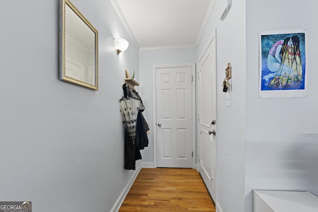 5400 Roswell Rd Apt L 6, Sandy Springs, GA 30342 - hallway with ornamental molding and light wood-type flooring