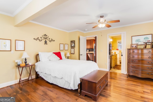 705 Laurel Ridge Dr, Ellijay, GA 30536 - bedroom with hardwood / wood-style flooring, crown molding, and connected bathroom