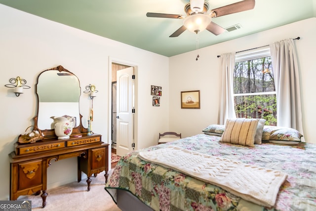 705 Laurel Ridge Dr, Ellijay, GA 30536 - bedroom featuring light colored carpet and ceiling fan