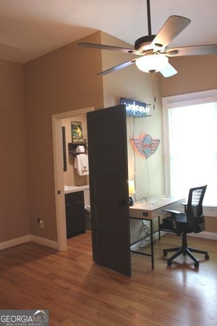 5880 Mulberry St, Austell, GA 30168 - office area with wood finished floors and ceiling fan