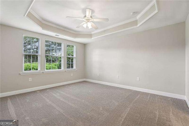 2721 Grapevine Cir Unit 1701, Cumming, GA 30041 - spare room featuring crown molding, a tray ceiling, ceiling fan, and carpet