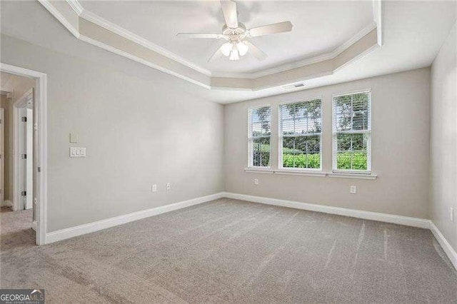 2721 Grapevine Cir Unit 1701, Cumming, GA 30041 - carpeted spare room featuring a raised ceiling, ceiling fan, and crown molding