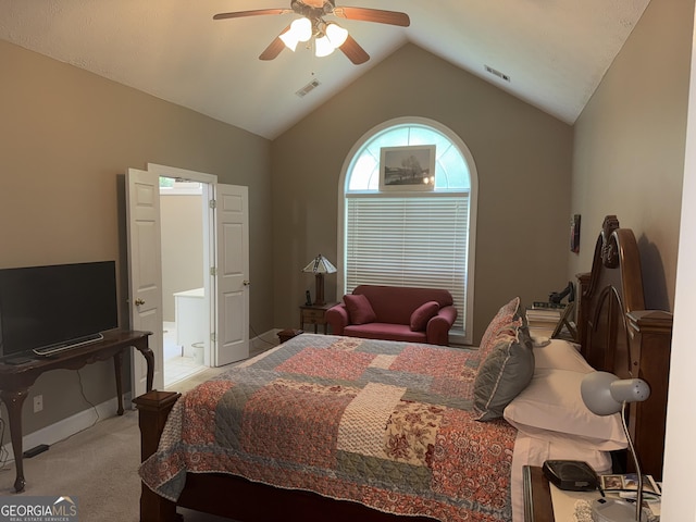 102 Cameron Pointe Dr, Lagrange, GA 30240 - bedroom featuring carpet floors, lofted ceiling, and ceiling fan