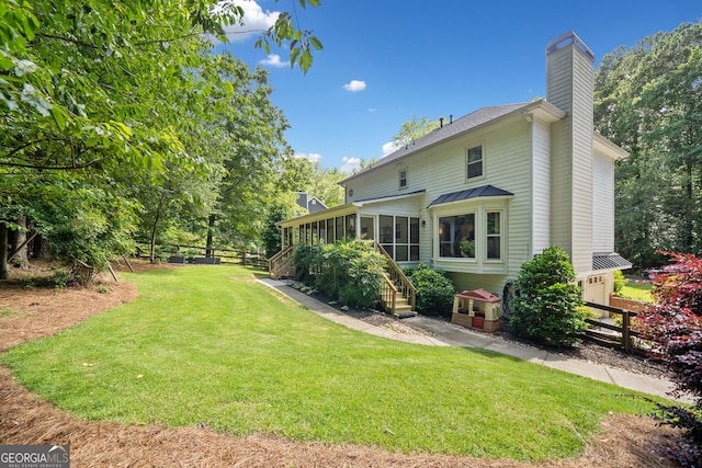 2502 Tritt Springs Trce NE, Marietta, GA 30062 - view of yard with a sunroom and stairway