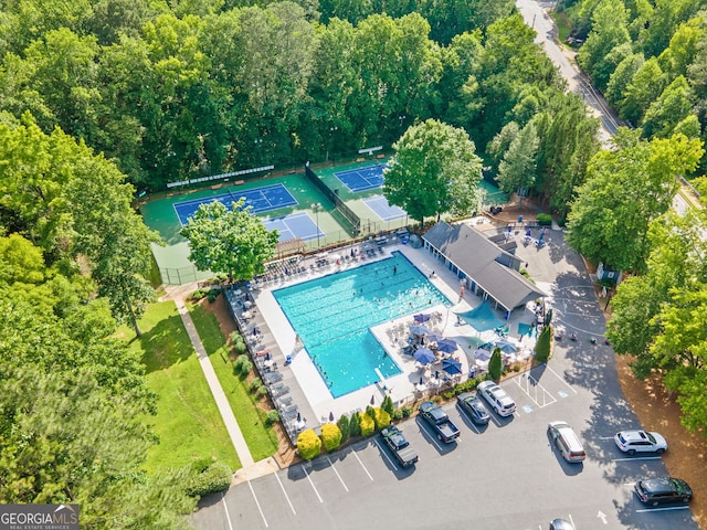 2502 Tritt Springs Trce NE, Marietta, GA 30062 - drone / aerial view of a pool area