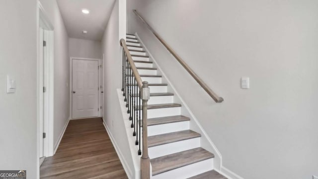 224 College Cir Unit 1013, Hapeville, GA 30354 - stairs with wood finished floors and recessed lighting