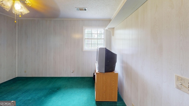 895 Ga Highway 57, Kite, GA 31049 - empty room with crown molding, carpet, ceiling fan, and a textured ceiling