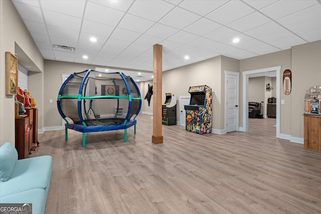 177 Garnett Point Dr, Carrollton, GA 30117 - recreation room featuring wood finished floors, a drop ceiling, and recessed lighting