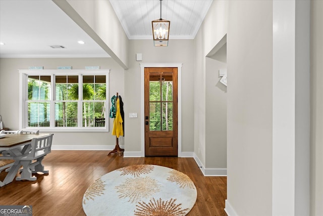 177 Garnett Point Dr, Carrollton, GA 30117 - entryway with wood finished floors, crown molding, a chandelier, and recessed lighting