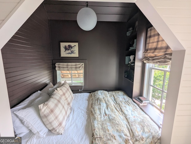 10540 Serenbe Ln, Chattahoochee Hills, GA 30268 - bedroom with wood walls and vaulted ceiling