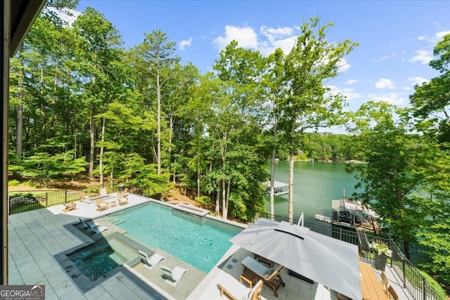 4451 Shellie Ln, Oakwood, GA 30566 - view of pool featuring a water view and a pool with connected hot tub