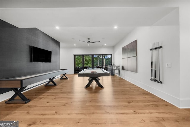 4451 Shellie Ln, Oakwood, GA 30566 - game room with light wood-type flooring, recessed lighting, billiards, and a ceiling fan