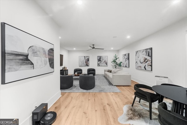 4451 Shellie Ln, Oakwood, GA 30566 - living room with wood finished floors, recessed lighting, and a ceiling fan