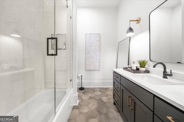 4451 Shellie Ln, Oakwood, GA 30566 - full bathroom with vanity, combined bath / shower with glass door, and tile patterned floors