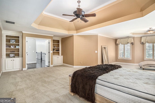 1155 Admiral Xing, Alpharetta, GA 30005 - carpeted bedroom featuring a tray ceiling and ornamental molding