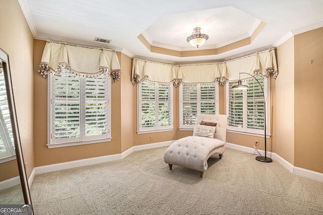 1155 Admiral Xing, Alpharetta, GA 30005 - living area with crown molding, a raised ceiling, and carpet