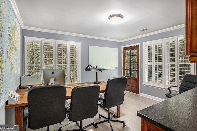 1155 Admiral Xing, Alpharetta, GA 30005 - home office with plenty of natural light, ornamental molding, and light wood finished floors