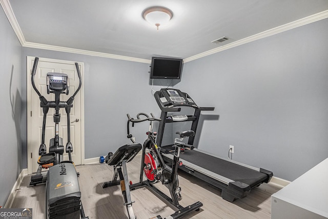 1155 Admiral Xing, Alpharetta, GA 30005 - workout room with light wood finished floors and crown molding